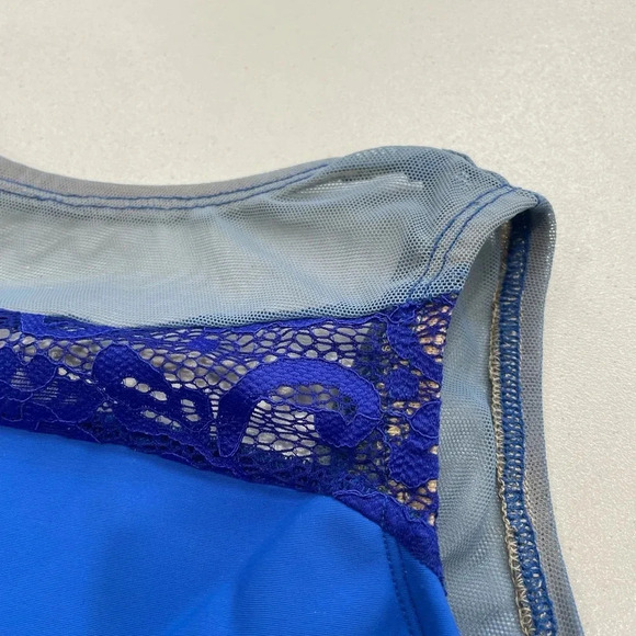 LuckyLeo Womens Eclipse Mesh and Lace Leotard Blue XXS - Picture 4 of 6